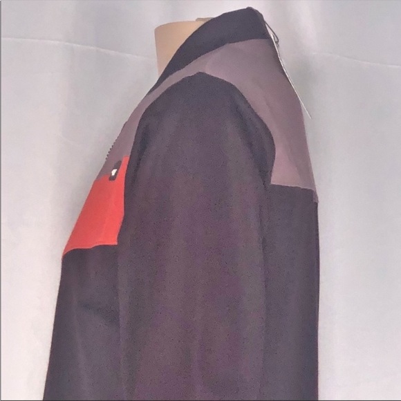 4 Funky Flavours Can’t Hold Back Taupe Purple & Orange Color Block Jacket SzL - Picture 14 of 16